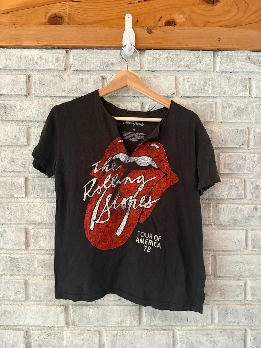 The Rolling Stones Black Tee with Red Tongue Graphic